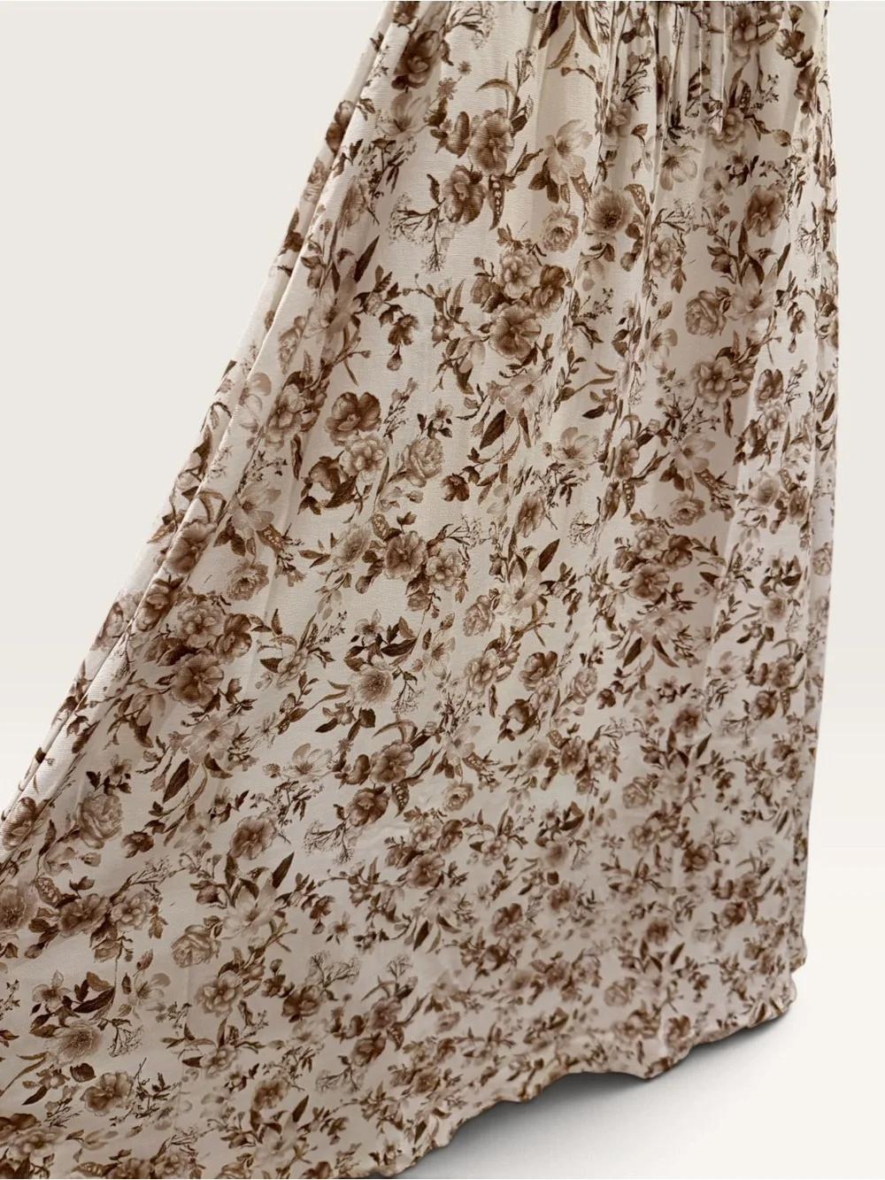 NWOT Blu Pepper Brown Floral Smocked Puff Sleeve Midi Dress Size S